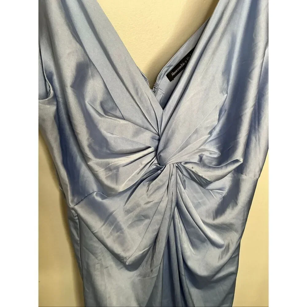 Abercrombie & Fitch Draped Fit Front Maxi Dress | Large in Blue